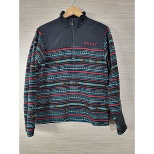 Ariat Fleece Pullover Mens‎ Small Quarter Zip Aztec Western Print Multicolor